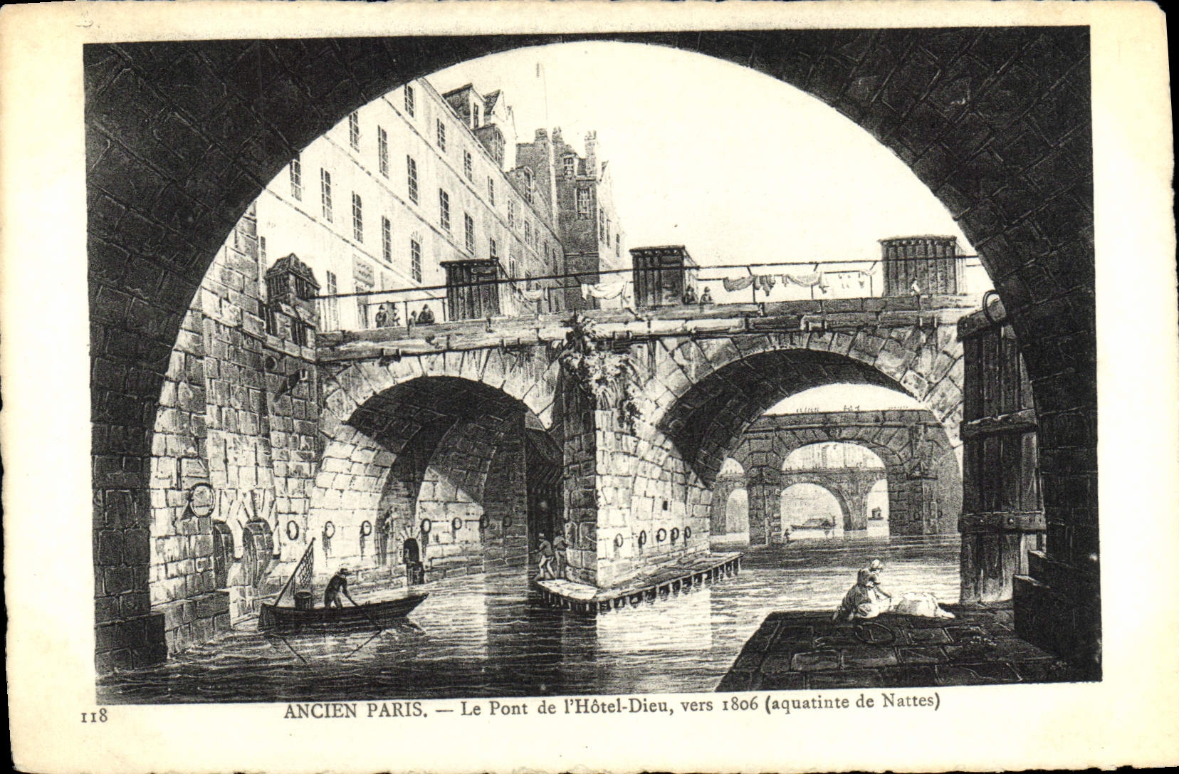 CPA Ancien Paris Le Pont De l'Hotel Dieu Vers 1806 Nattes