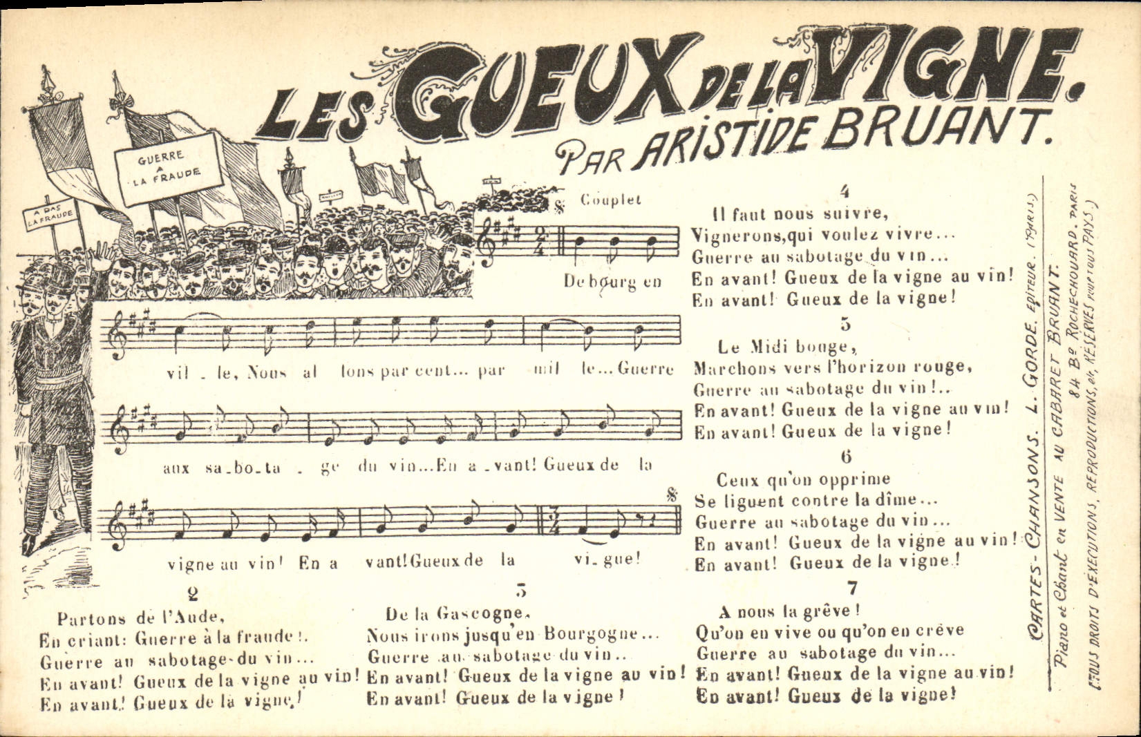 CPA Les Gueux De La Vigne Par Aristide Bruant Chant Guerre a la fraude