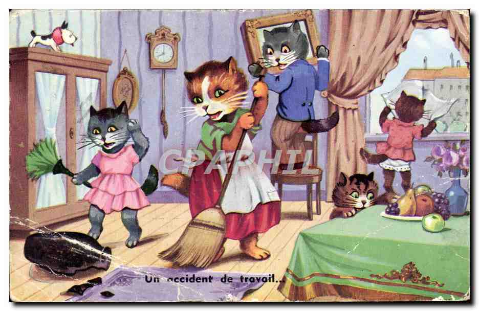 CPA Un Accident De Travail Chats Chat