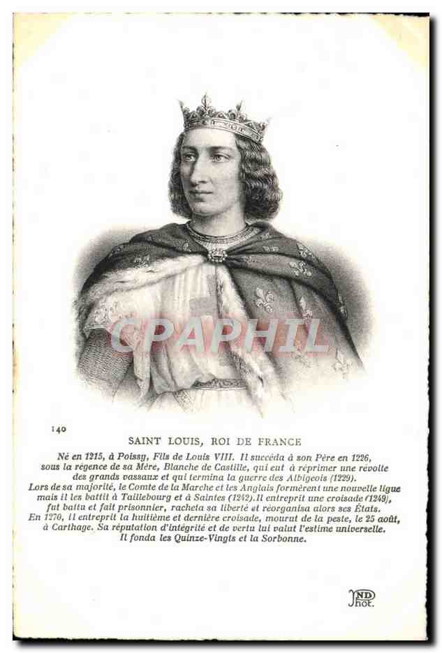 Saint Louis, Roi de France — portrait gravé — JND not. n°140