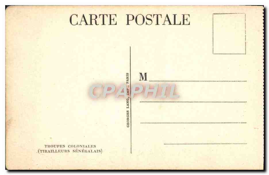 CPA Troupes Coloniales Tirailleurs senegalais Senegal Militaria  — Rückseite