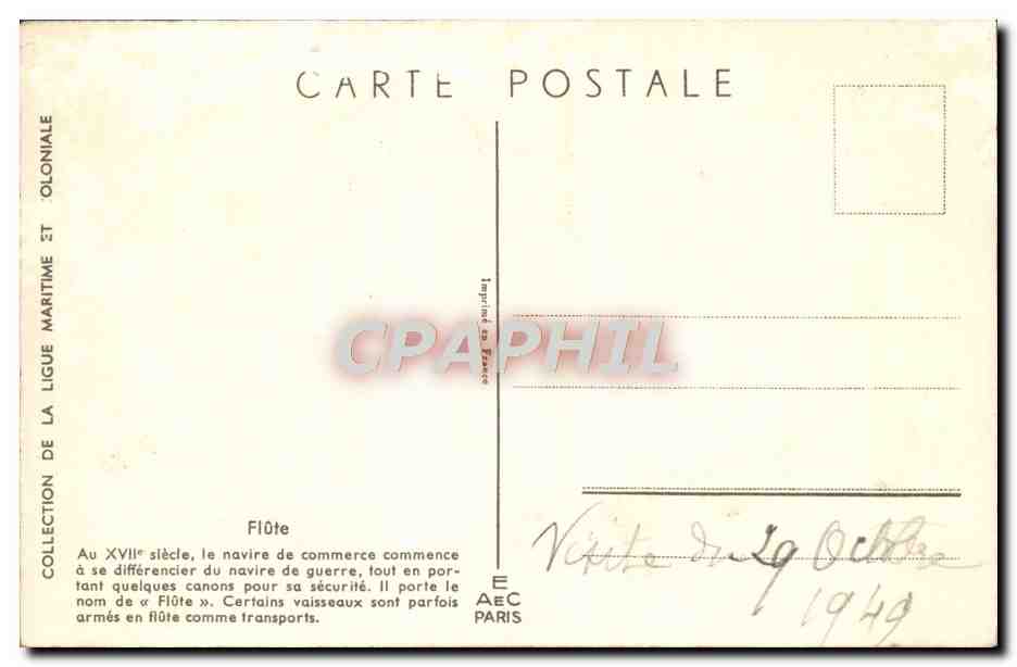 CPA Flute Navire De Commerce Haffner — Back