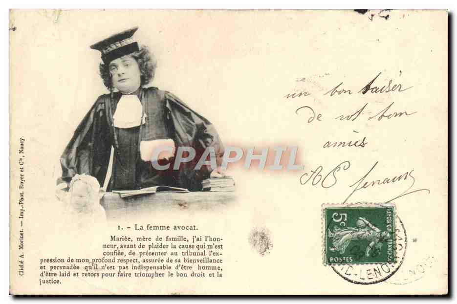 CPA La Femme Avocat Mariee Mere De Famille J'Ai L'Hon Neur Avant De Plaider La Cause Qui M'Est Juge Justice