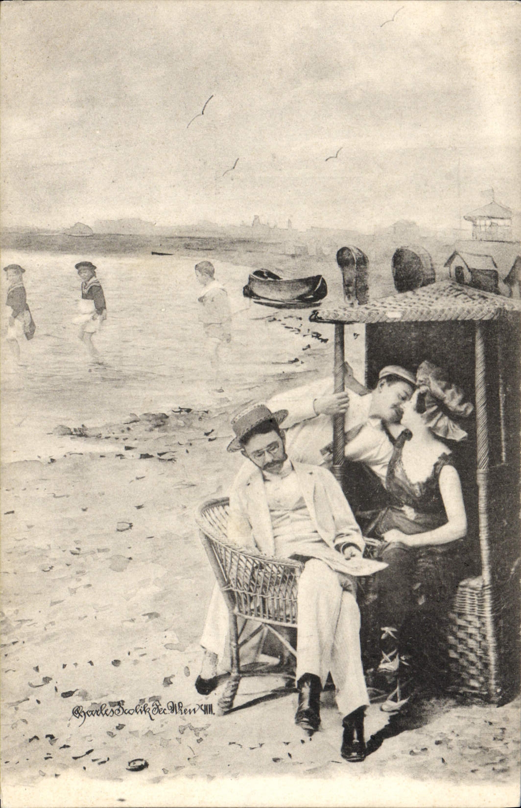 CPA Fantaisie Femme a la plage 