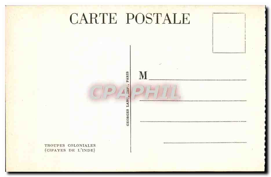 CPA Troupes Coloniales Cibayes de l'Inde Miltiaria  — Rückseite