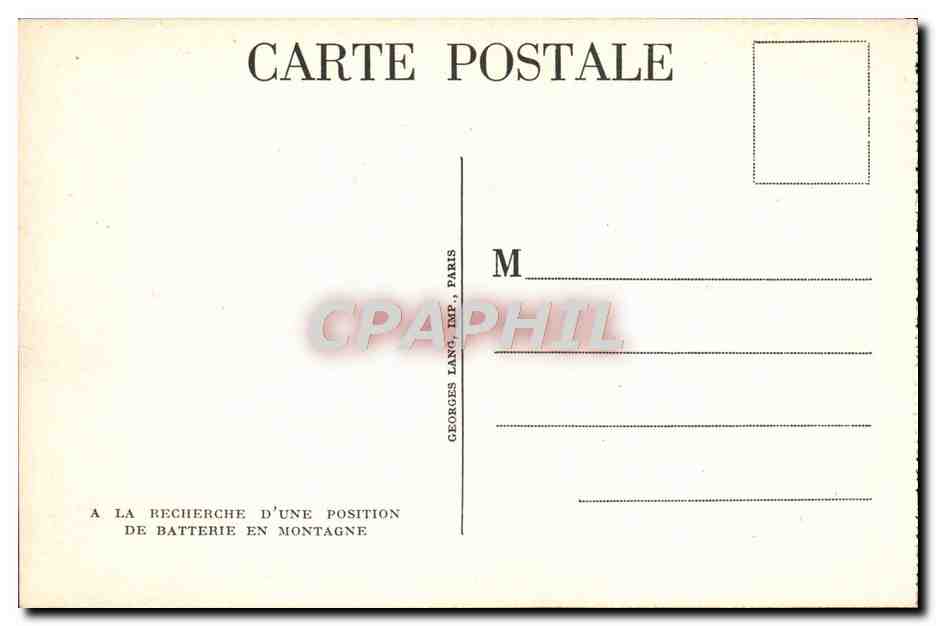 CPA La Recherche D'Une Position de Batterie en Montagne Militaria Chevaux Canon  — Rückseite