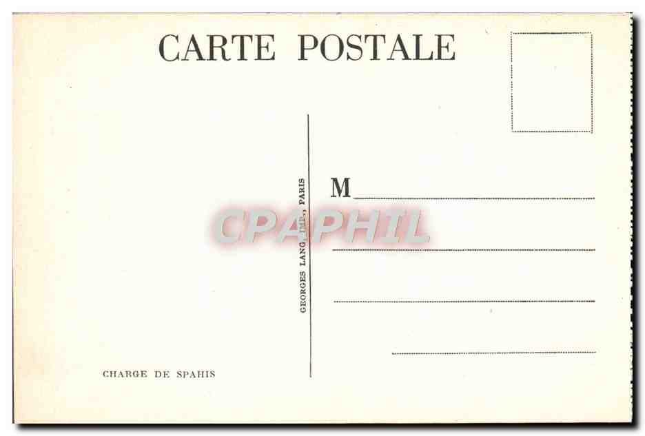 CPA Charge de Spahis Chevaux Militaria  — Rückseite