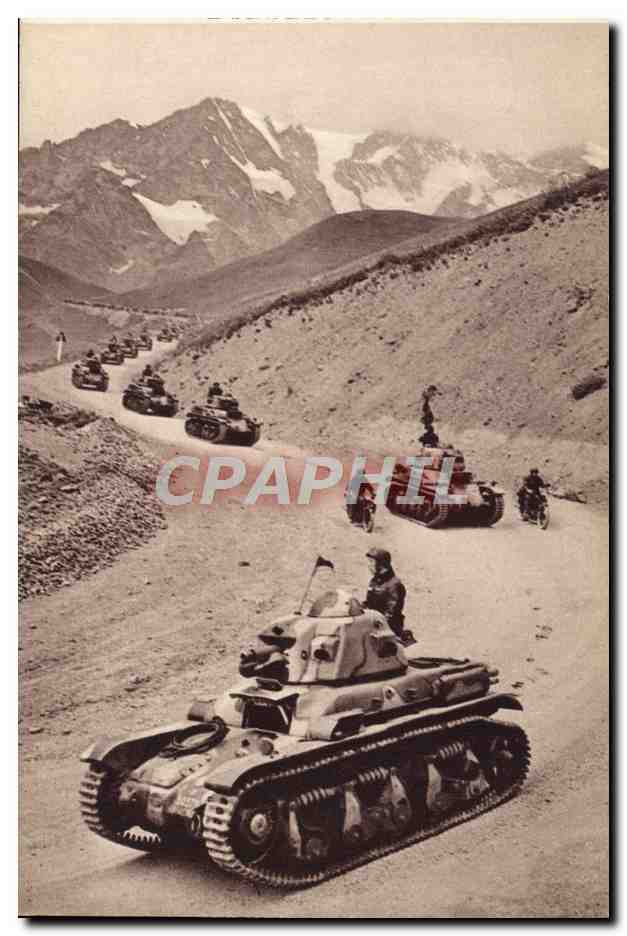 CPA Chars En Montagne Tank Militaria 