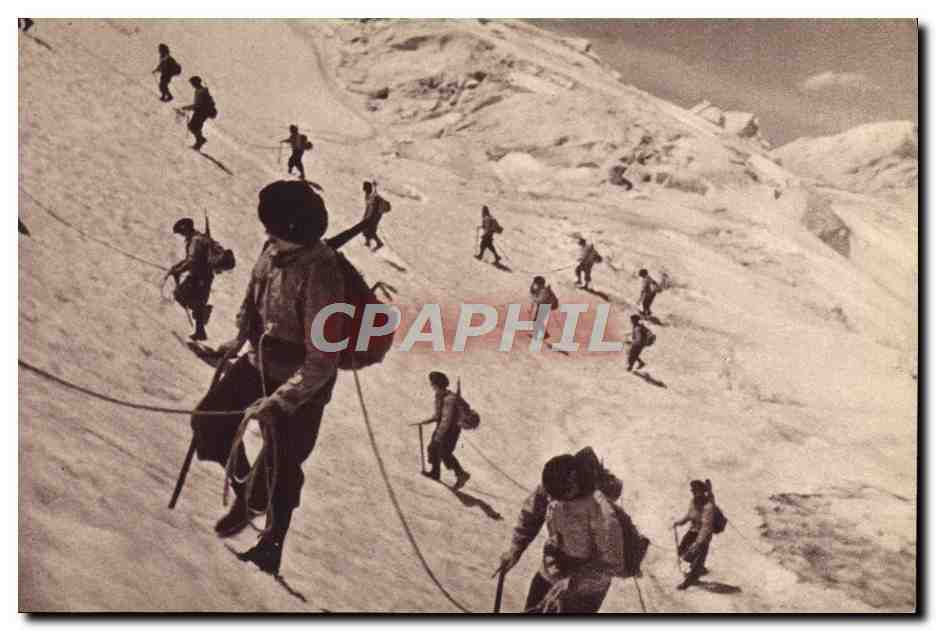 CPA Manoeuvres En Haute Montagne Chasseurs alpins Militaria 