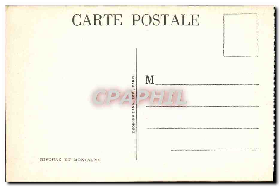 CPA Bivouac En Montagne Militaria  — Rückseite
