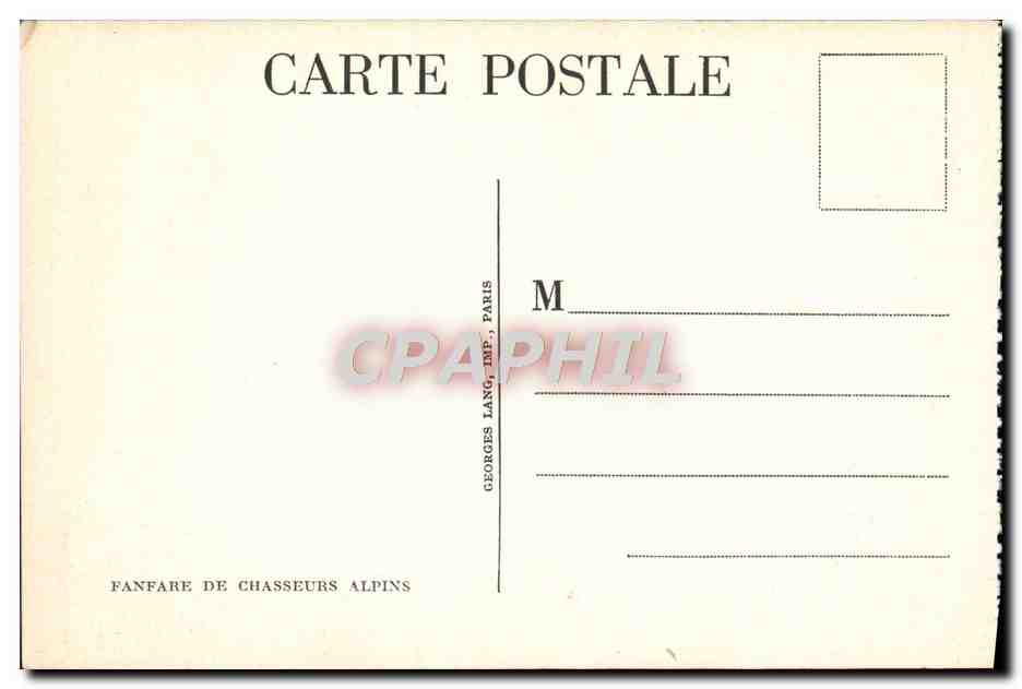 CPA Fanfare de Chasseurs Alpins Militaria  — Verso