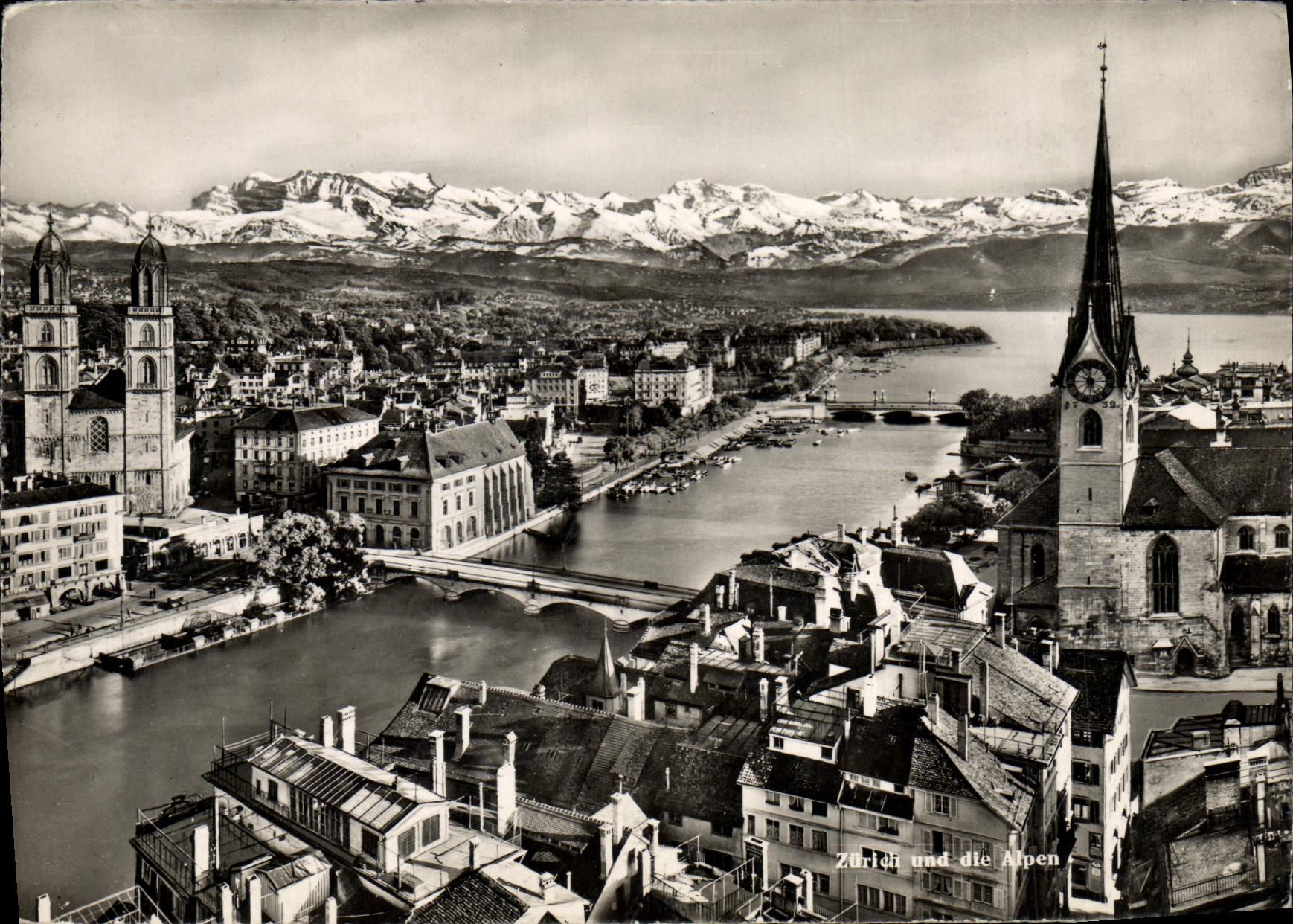 Zurich und die Alpen — vue aérienne — Photoglob-Wehril A. G., Zürich, n° 1775