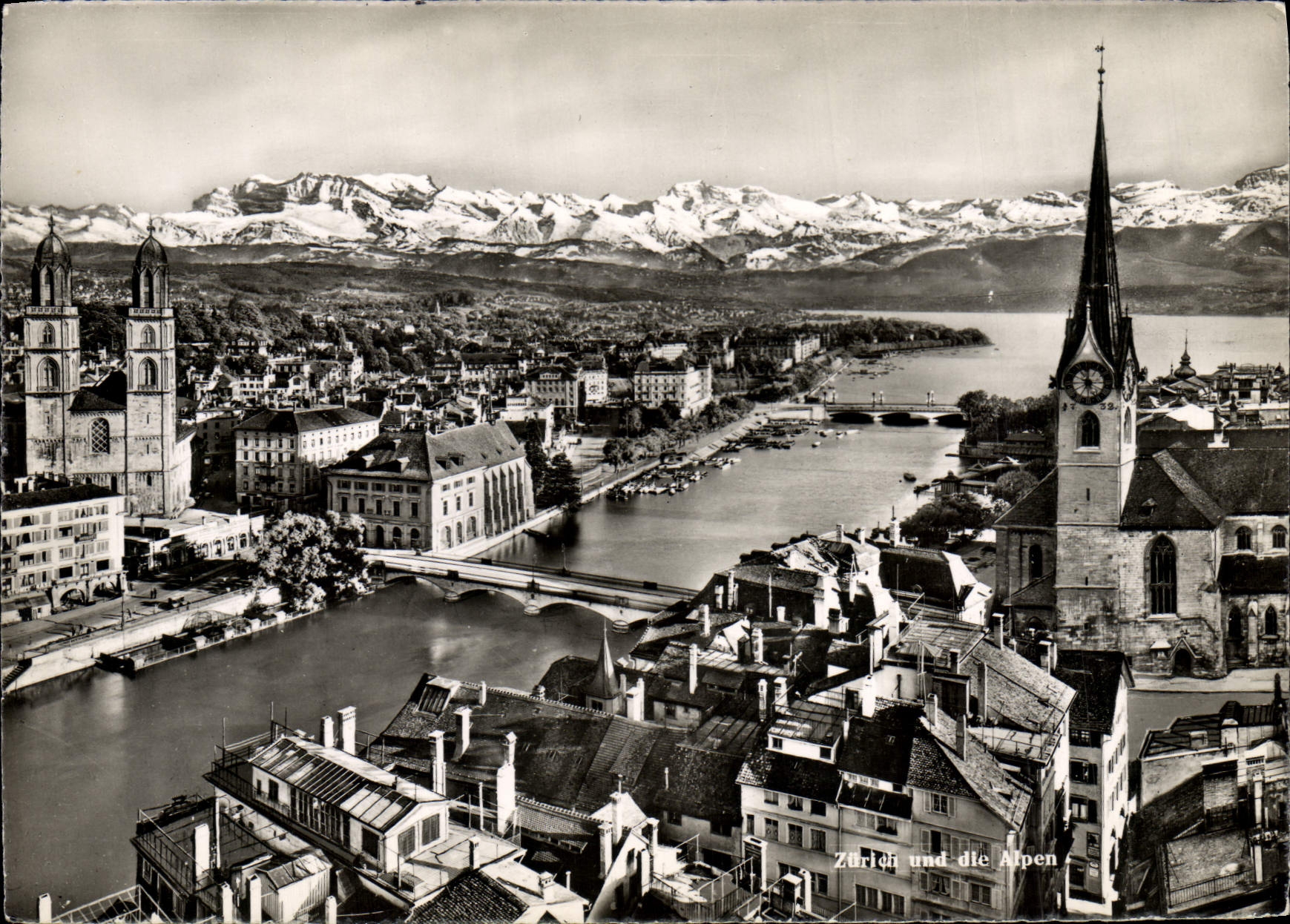 Zurich und die Alpen — vue aérienne — Photoglob-Wehrli A. G., Zürich, n° 1775