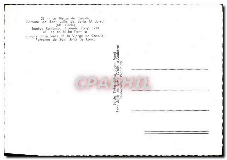 CPM Le Verge de Canolic Andorre Andorra — Verso