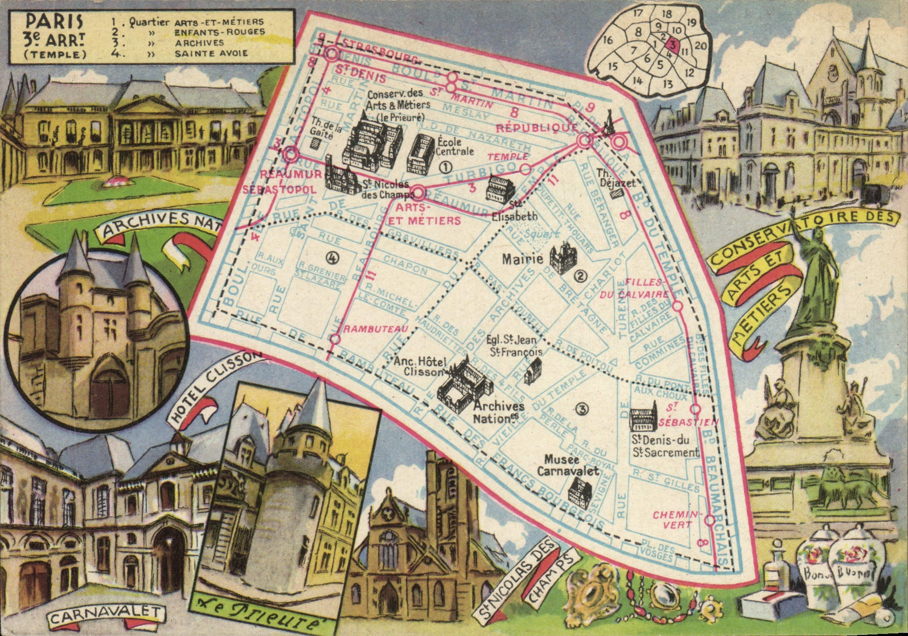 CPA Paris 3eme arrondissement Plan