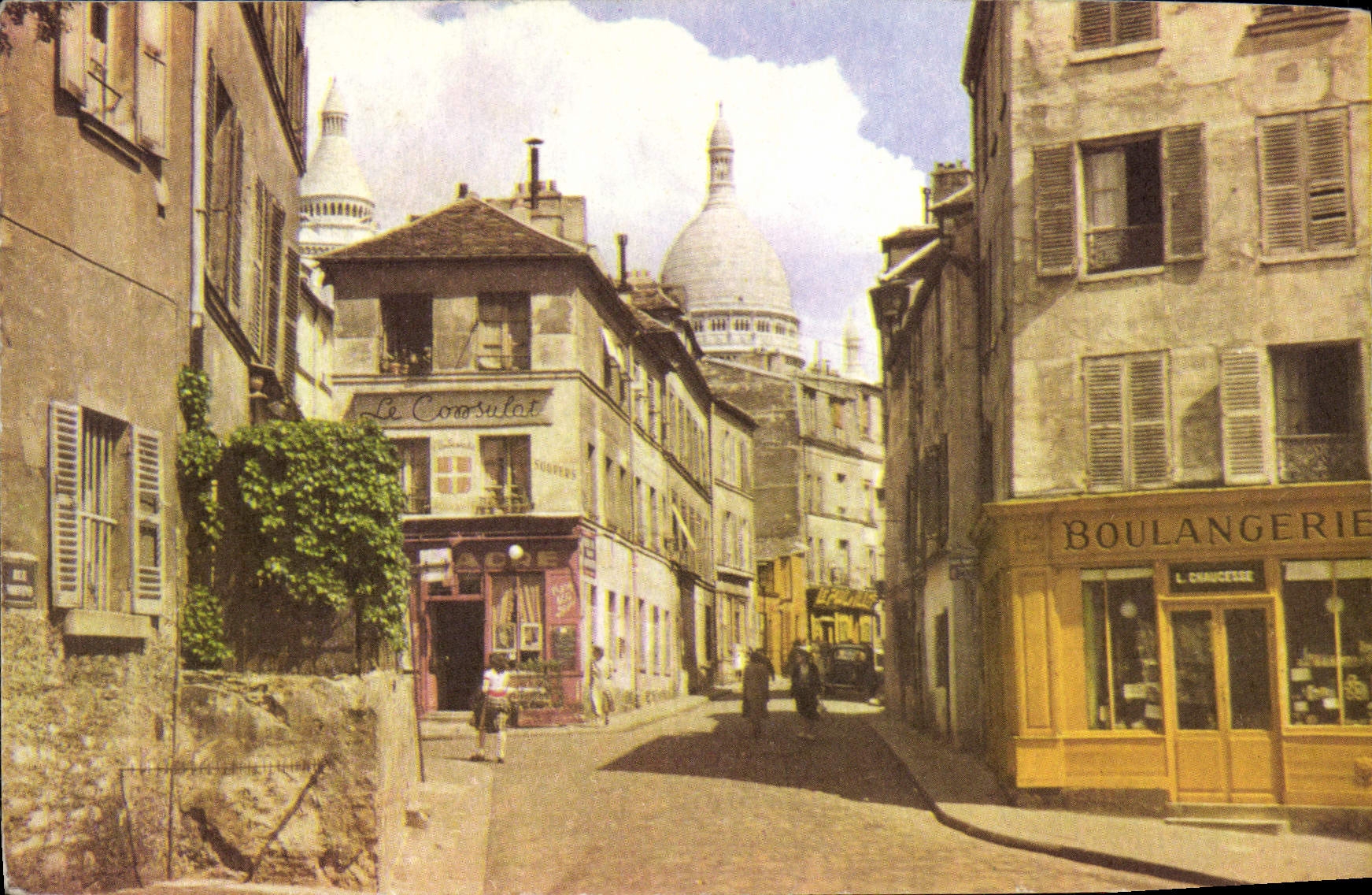 CPM Paris La Butte Montmartre Sacre Coeur Boulangerie