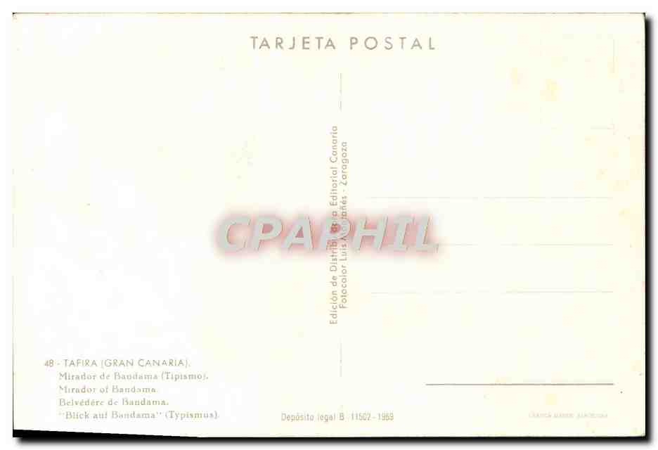 CPM Tafira Gran canaria Mirador de Bandama Chameau Folklore  — Back