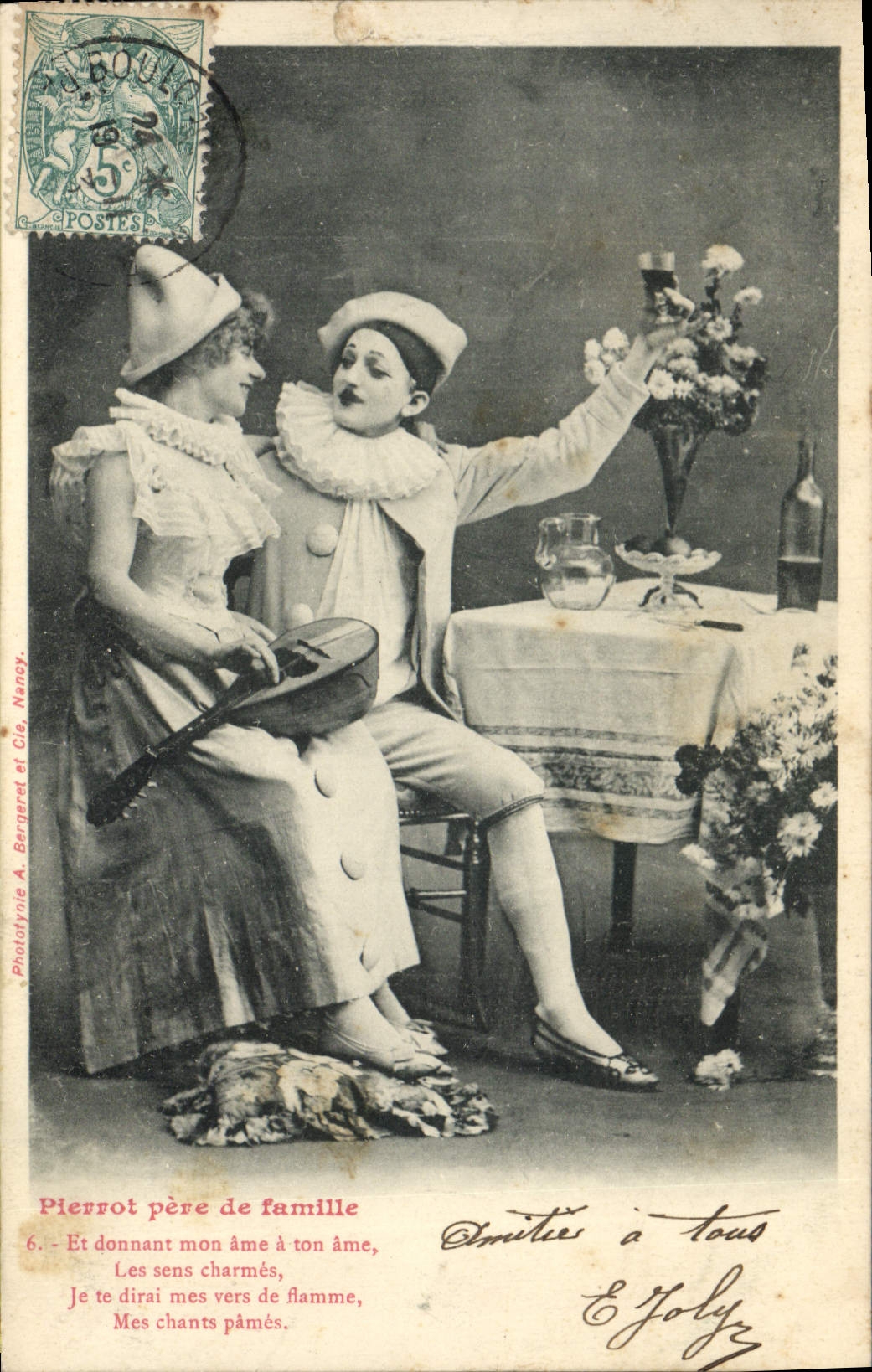 CPA Pierrot pere de Famille Femme