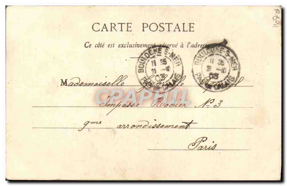 Pierrot Vater der Familie — Gedicht und handschriftlicher Text — Photographie A. Bergenet & Cie, Nancy — Rückseite