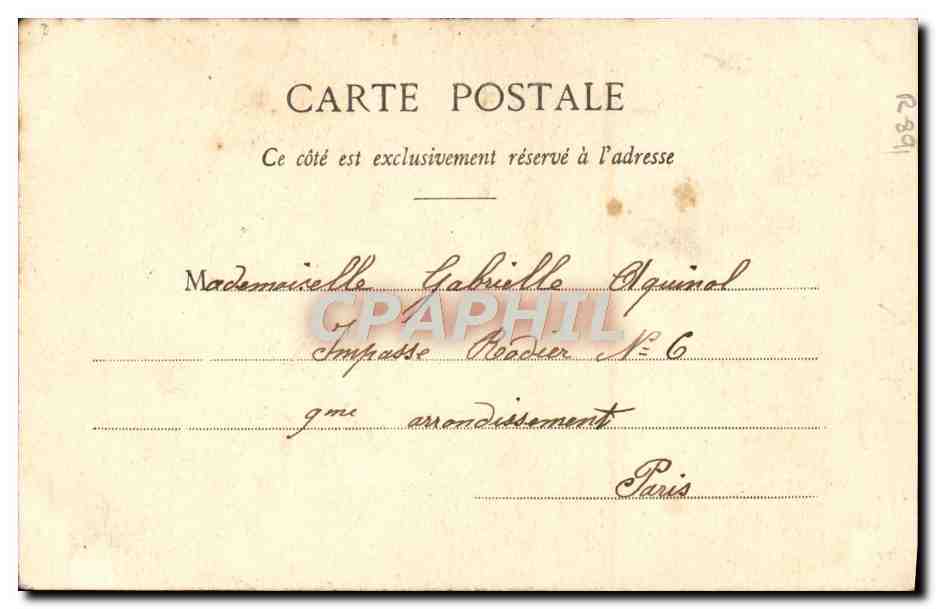 Pierrot padre di famiglia — Su mia dolce mandolino, ho composto una carina canzoncina per la tua bellezza — Fotografia A. Breguet e Cie, Parigi — Verso