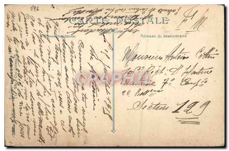 CPA en guerre Notre glorieux 75 Militaria — Rückseite