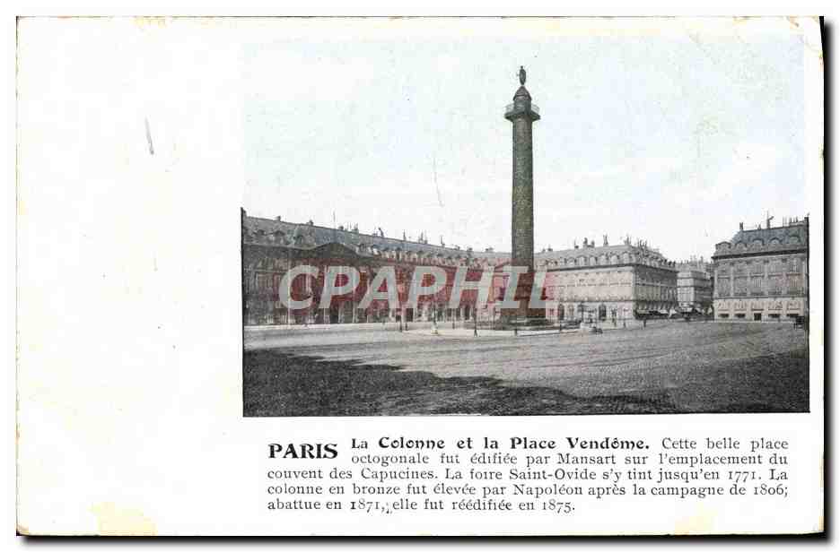 CPA Paris La Colonne et la Place Vendome