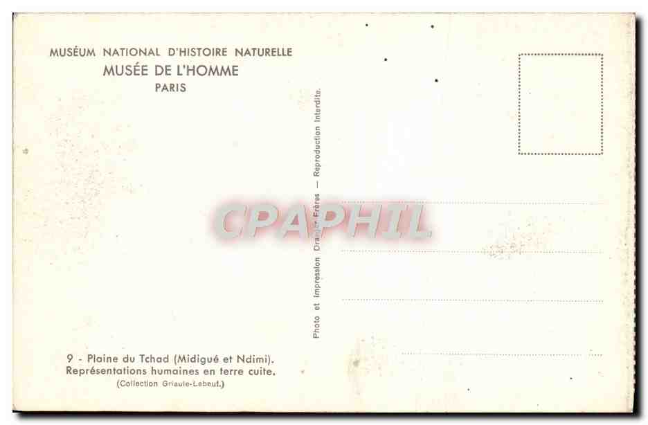 CPA Paris Museum Natinal d'Histoire Naturelle Musee de L'Homme Plaine du Tchad Griaule — Rückseite
