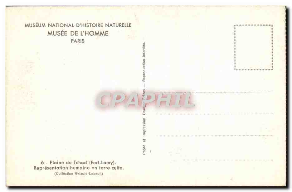 CPA Paris Museum National d'Histoire Naturelle Musee de L'Homme Plaine du Tchad — Rückseite