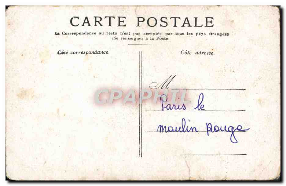 CPA Paris Le Moulin Rouge — Rückseite