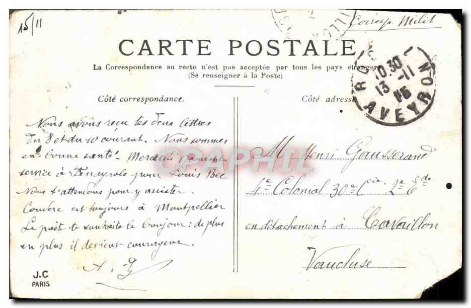 CPA Paris La Colonne Vendome — Verso