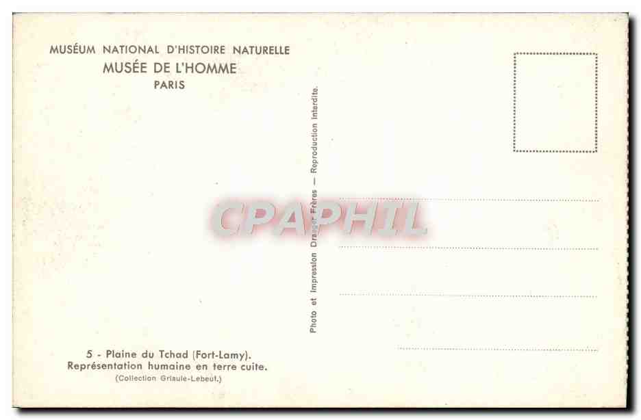 CPA Paris Musee de l'homme Plaine du Tchad Griaule — Rückseite