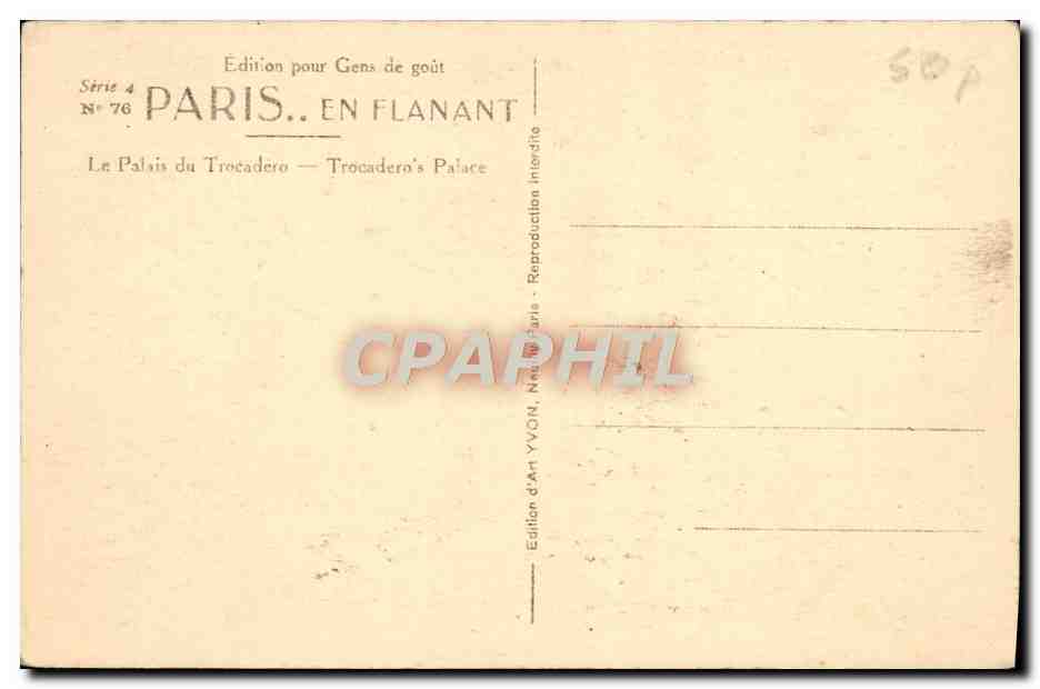 CPA Paris Le palais de Trocadero — Rückseite