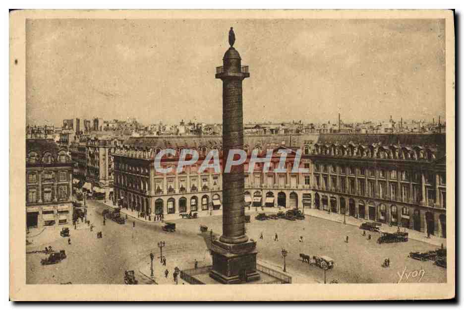 CPA Paris Place et colonne Vendome