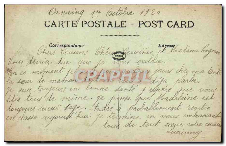 Un bon Souvenir de Valenciennes — éditeur non visible — Verso