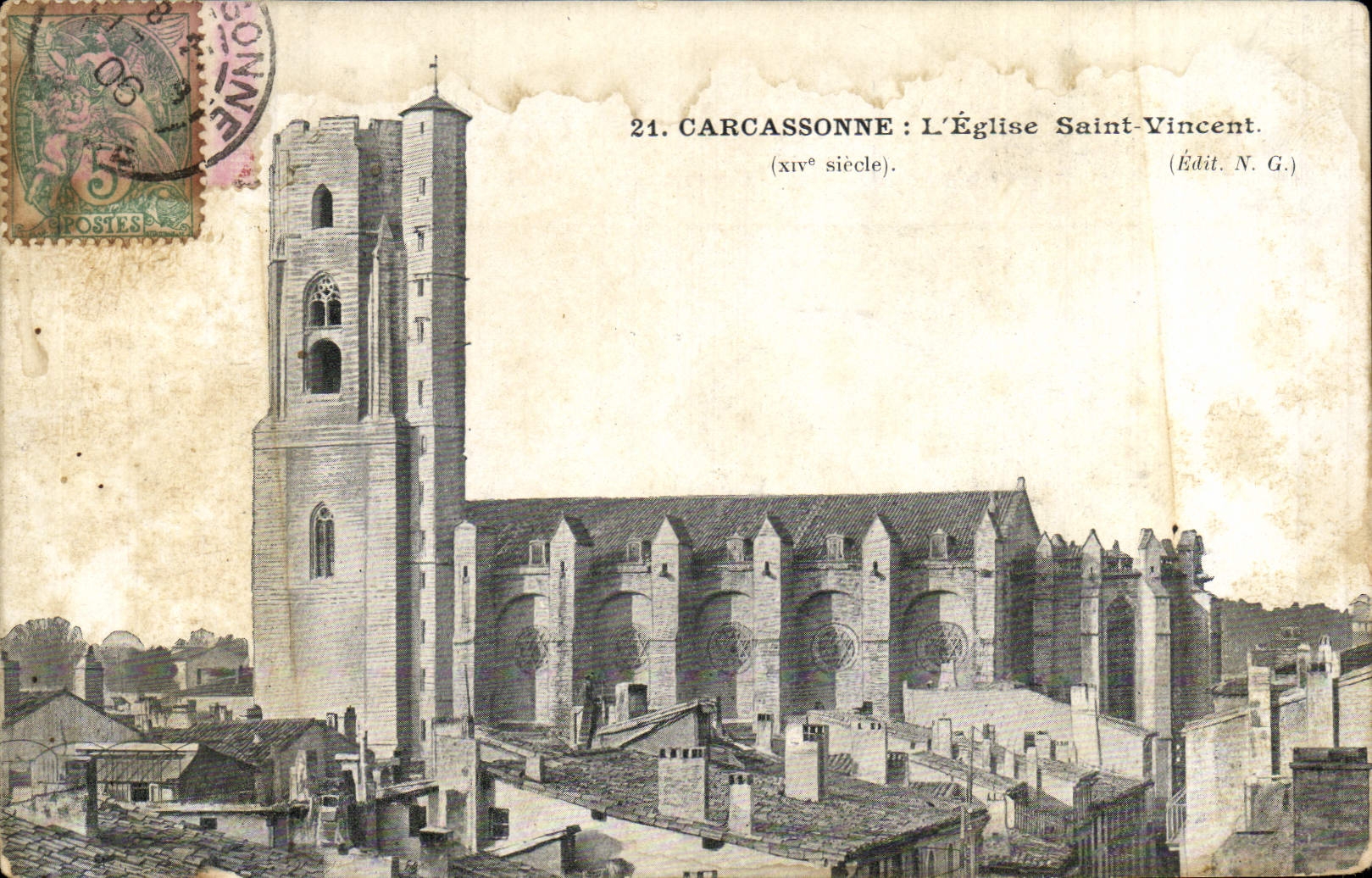 CPA Carcassonne L'Eglise Saint Vincent