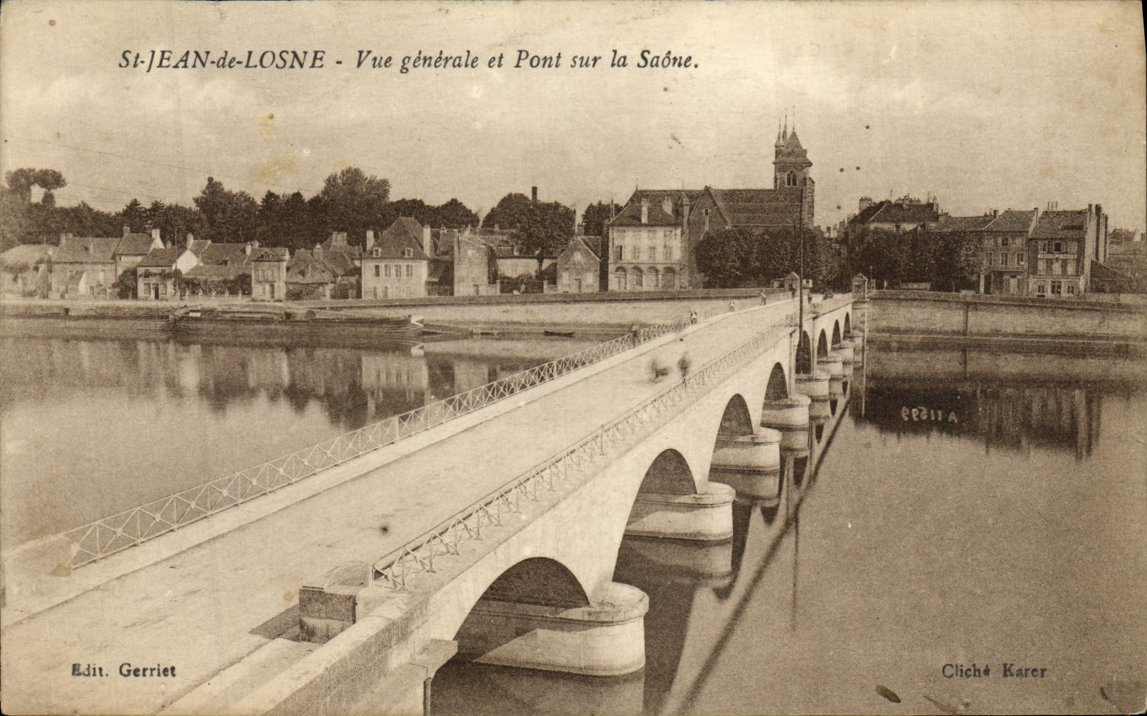 St-JEAN-de-LOSNE - Allgemeiner Blick und Brücke über die Saône. — Edit. Gerriet, Cliché Karer
