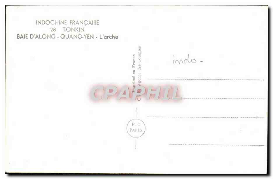 CPA Tonkin Baie D'Along Quang Yen L'arche Vietnam — Rückseite