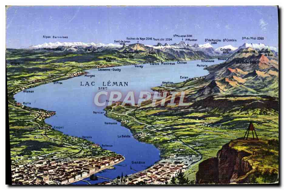 CPA Geneve et le Panorama du Lac Leman