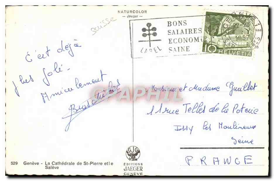CPM Geneve La Cathedrale de St Pierre et le Saleve — Rückseite