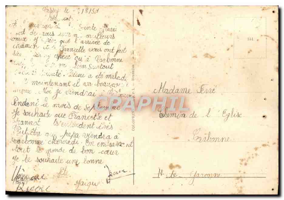 CPA Bonne Fete Enfant Chat  — Rückseite