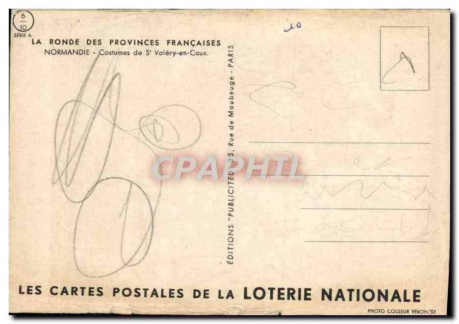 CPA Normandie Costumes de St Valery en Caux Folklore — Verso