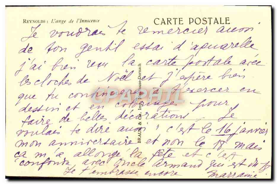 L'Ange de l'Innocence — Reynolds — édition Brau & Cie, Imp. Toulouse-Dornach — Achterkant