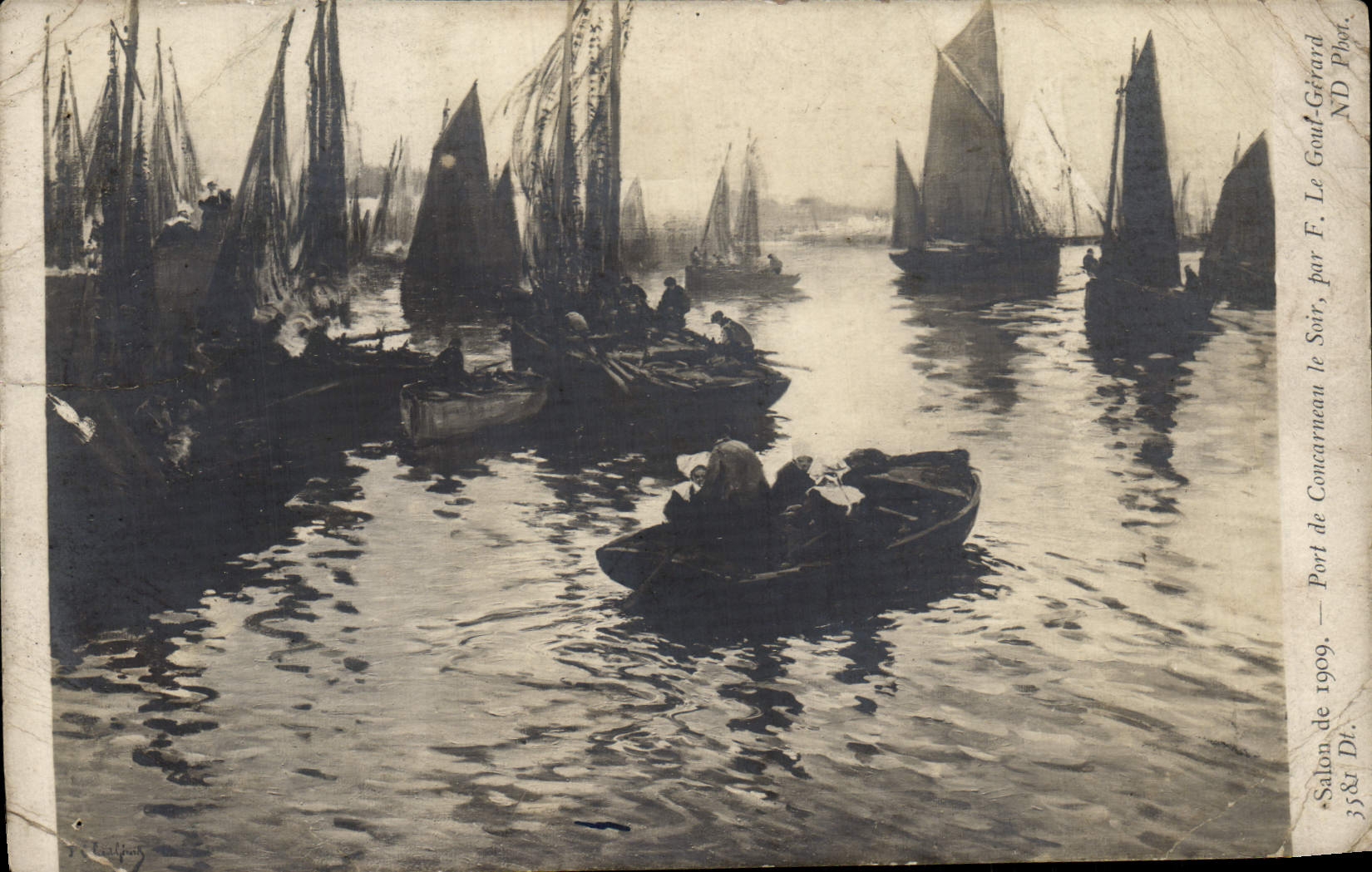 CPA Salon de 1909 Port de Concarneau le Soir Le Goul Gerard