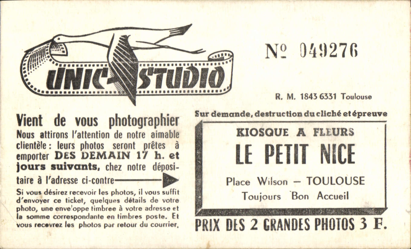 Carte de visite Unic Studio Kiosque a fleurs Le petit Nice Place Wilson Toulouse