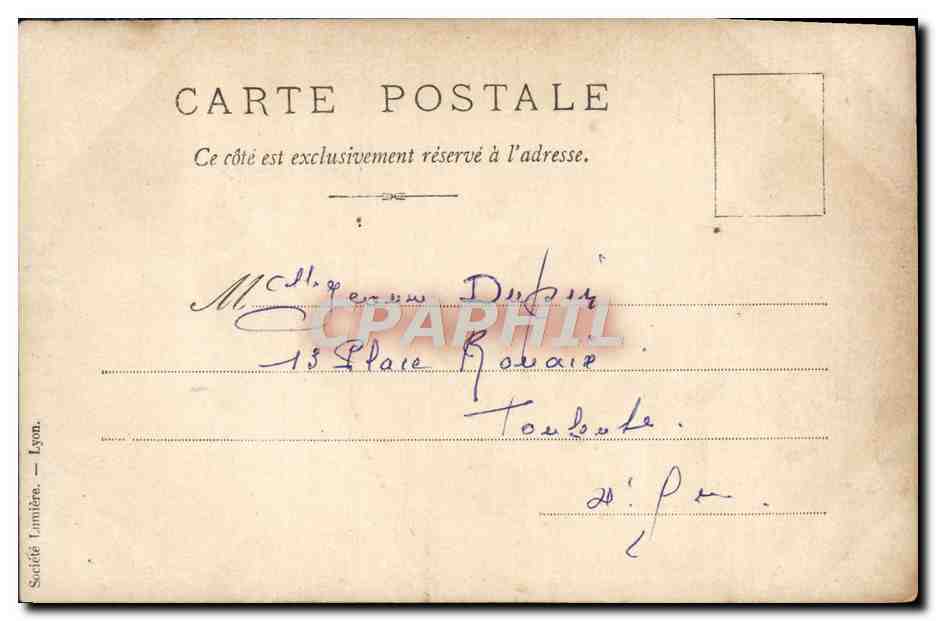 Femme en robe blanche et chapeau — Souvenir de 1904 — Société Lamiéna, Lyon — Verso