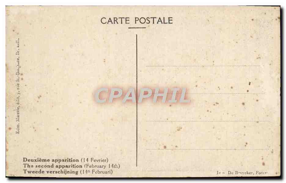 CPA Deuxieme apparition 14 fevrier Vierge  — Rückseite