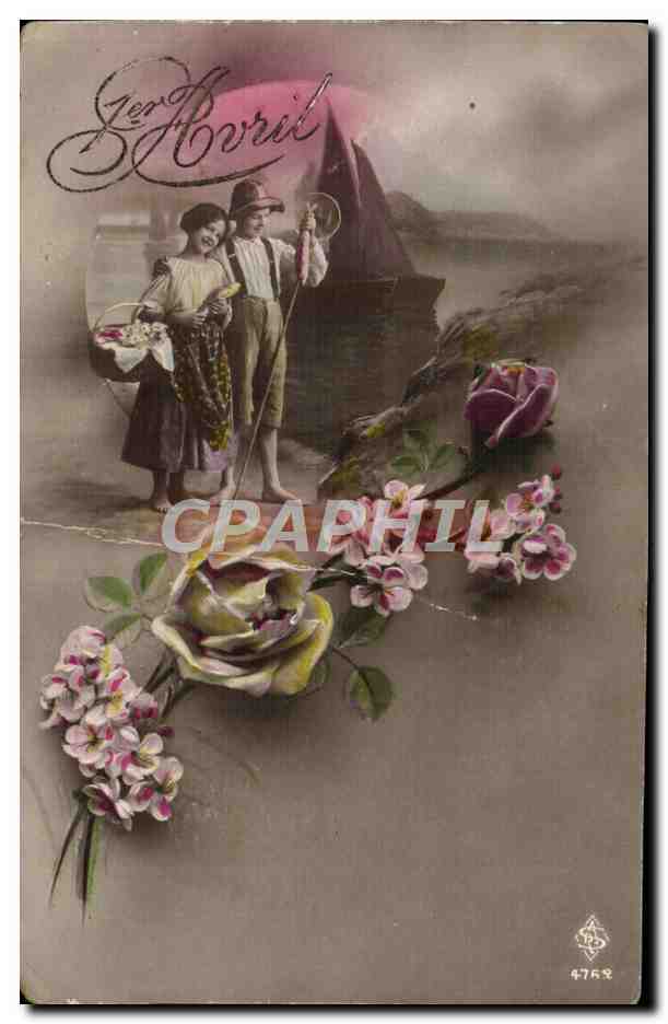 CPA Fantaisie Fleurs 1er avril