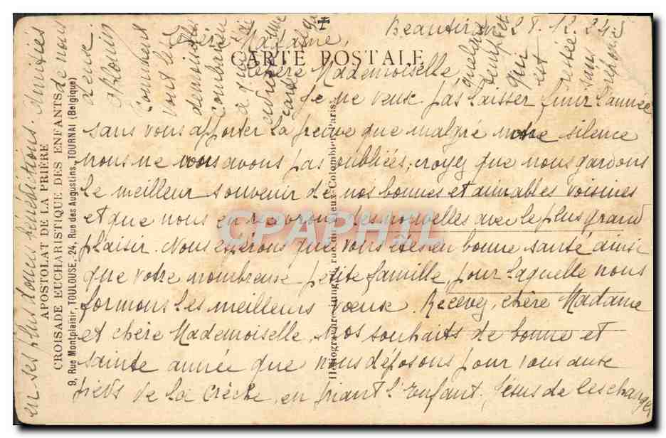 CPA Les Mysteres De Jesus L'annonce aux bergers Palma il Vecchio  — Back