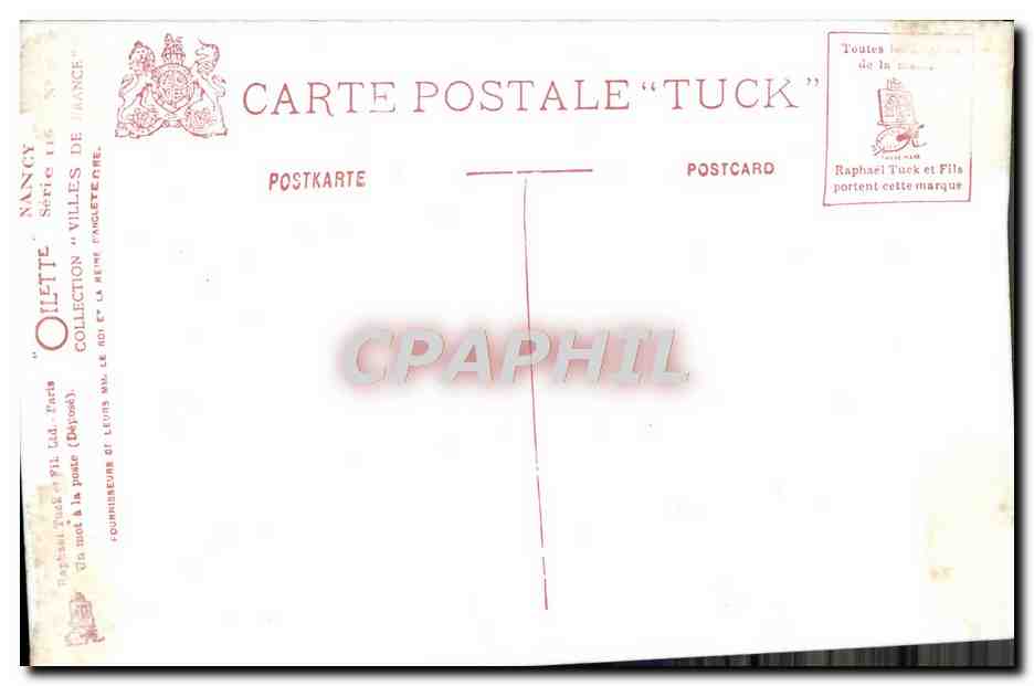 CPA Nancy Palais Ducal — Rückseite