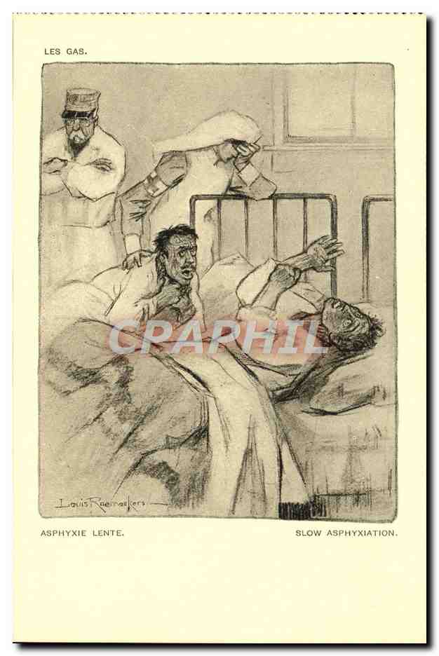 CPA Militaria Orphelins de la guerre Asphyxie Lente Les gas
